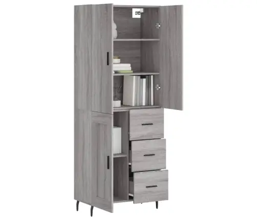 Augstais Skapis, Pelēks, 69,5X34X180 Cm, Inženierijas Koks Vidaxl