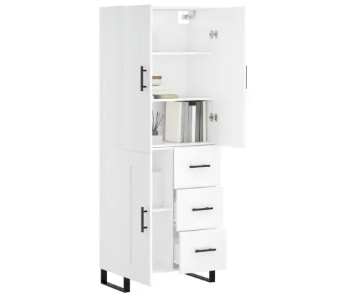 Kõrge Kapp, Valge, 69,5 X 34 X 180 cm Tehispuit