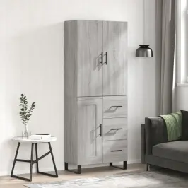 Augstais Skapis, Pelēks, 69,5X34X180 Cm, Inženierijas Koks Vidaxl