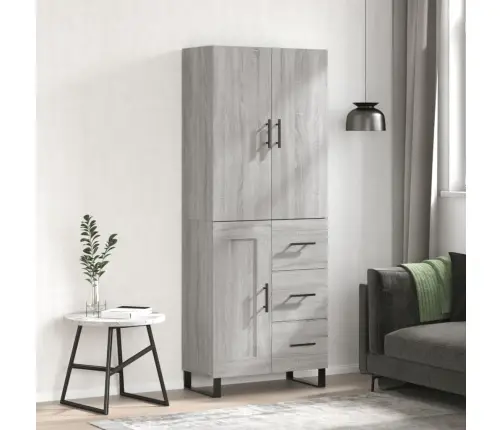 Augstais Skapis, Pelēks, 69,5X34X180 Cm, Inženierijas Koks Vidaxl
