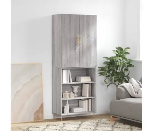 Augstais Skapis, Pelēks, 69,5X34X180 Cm, Inženierijas Koks Vidaxl
