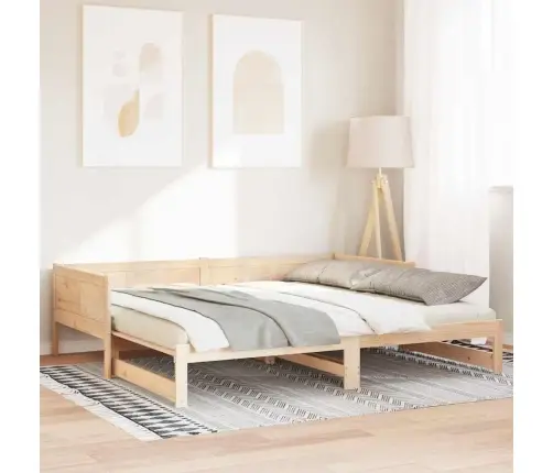 Izvelkamā Dienas Gulta 90X200 Cm Masīvkoks Priede Vidaxl