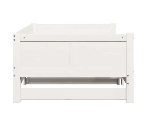 Izvelkamā Dienas Gulta Balta 90X200 Cm Masīvkoks Priede Vidaxl