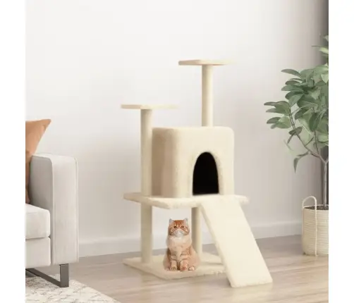 Kassimaja Sisalköitega Kraapimispuuga, Kreemjas, 110 Cm