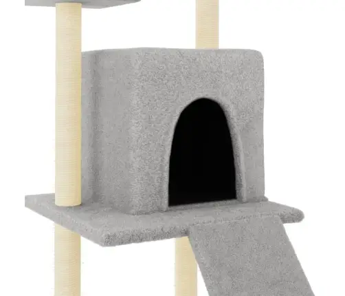 Kaķu Māja Ar Sizala Stabiem Nagu Asināšanai, 110 Cm, Pelēka Vidaxl