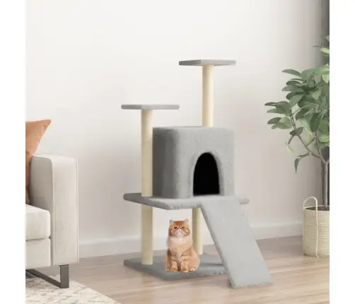 Kaķu Māja Ar Sizala Stabiem Nagu Asināšanai, 110 Cm, Pelēka Vidaxl