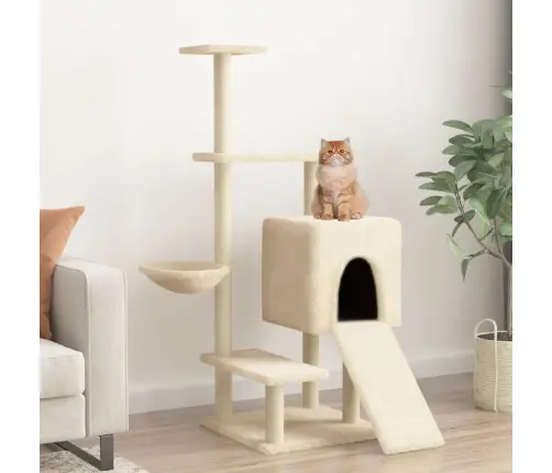 Draskyklė Katėms Su Stovais Iš Sizalio, Kreminė, 130,5Cm