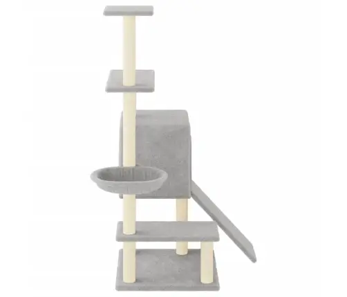 Kaķu Māja Ar Sizala Stabiem Nagu Asināšanai, 130,5 Cm, Pelēka Vidaxl