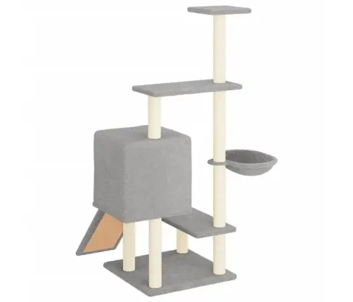 Kaķu Māja Ar Sizala Stabiem Nagu Asināšanai, 130,5 Cm, Pelēka Vidaxl