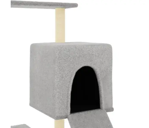Kaķu Māja Ar Sizala Stabiem Nagu Asināšanai, 130,5 Cm, Pelēka Vidaxl