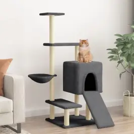 Draskyklė Katėms Su Stovais Iš Sizalio, Tamsiai Pilka, 130,5Cm