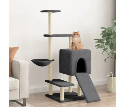 Draskyklė Katėms Su Stovais Iš Sizalio, Tamsiai Pilka, 130,5Cm