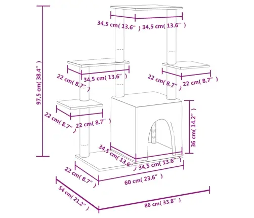 Draskyklė Katėms Su Stovais Iš Sizalio, Kreminė, 97,5Cm