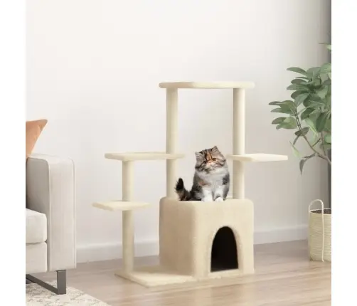 Draskyklė Katėms Su Stovais Iš Sizalio, Kreminė, 97,5Cm