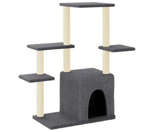 Kassimaja Sisalköitega Kraapimispostidega, Tumehall, 97,5 Cm