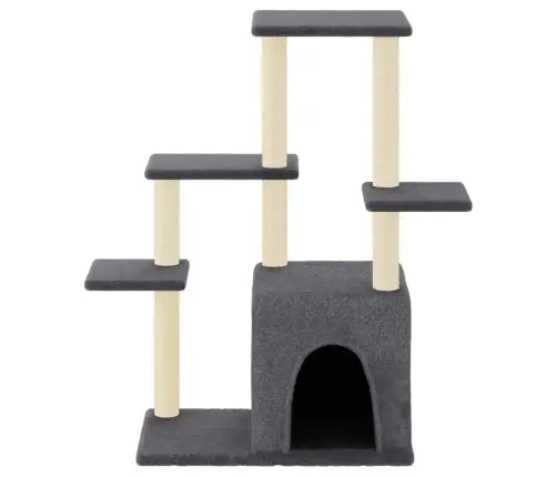 Kassimaja Sisalköitega Kraapimispostidega, Tumehall, 97,5 Cm