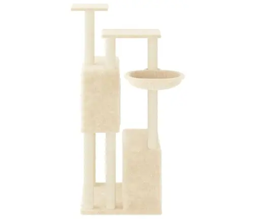 Kaķu Māja Ar Sizala Stabiem Nagu Asināšanai, 122 Cm, Krēmkrāsas Vidaxl