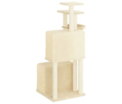 Kaķu Māja Ar Sizala Stabiem Nagu Asināšanai, 122 Cm, Krēmkrāsas Vidaxl