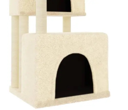 Kaķu Māja Ar Sizala Stabiem Nagu Asināšanai, 122 Cm, Krēmkrāsas Vidaxl