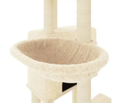 Kaķu Māja Ar Sizala Stabiem Nagu Asināšanai, 122 Cm, Krēmkrāsas Vidaxl