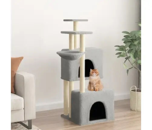 Kaķu Māja Ar Sizala Stabiem Nagu Asināšanai, 122 Cm, Pelēka Vidaxl