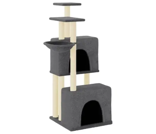 Kaķu Māja Ar Sizala Stabiem Nagu Asināšanai, 122 Cm, Pelēka Vidaxl