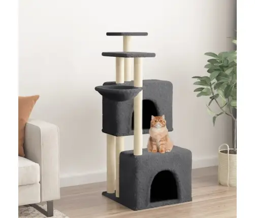 Kaķu Māja Ar Sizala Stabiem Nagu Asināšanai, 122 Cm, Pelēka Vidaxl