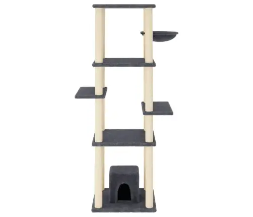 Kaķu Māja Ar Sizala Stabiem Nagu Asināšanai, 154 Cm, Pelēka Vidaxl