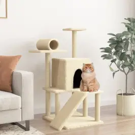 Kaķu Māja Ar Sizala Stabiem Nagu Asināšanai, 110,5 Cm, Bēša Vidaxl Kaķu Māja Ar Sizala Stabiem Nagu Asināšanai, 110,5 Cm, Bēša Vidaxl