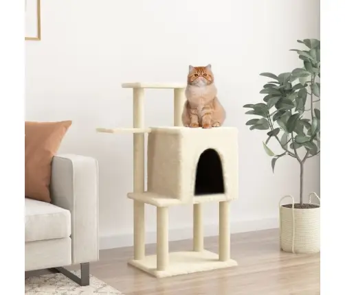 Kaķu Māja Ar Sizala Stabiem Nagu Asināšanai, 97 Cm, Krēmkrāsas Vidaxl