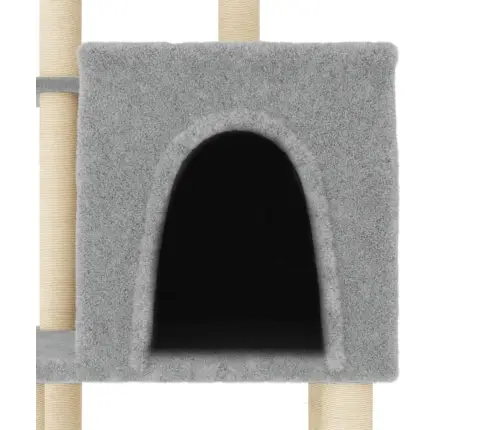 Kassimaja Sisalköitega Kraapimispostidega, Helehall, 97 Cm