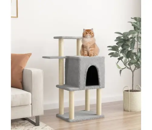 Kassimaja Sisalköitega Kraapimispostidega, Helehall, 97 Cm