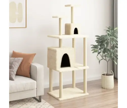 Kaķu Māja Ar Sizala Stabiem Nagu Asināšanai, 167 Cm, Krēmkrāsas  Vidaxl