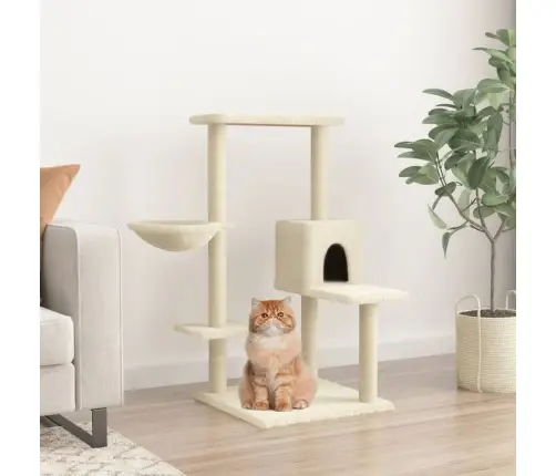 Kassimaja Sisalköitega Kraapimispostidega, Kreemjas, 95 Cm