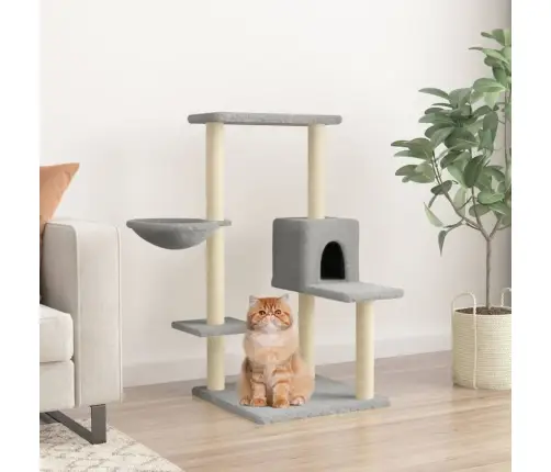 Kassimaja Sisalköitega Kraapimispostidega, Helehall, 95 Cm