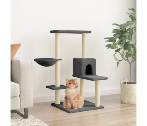 Kassimaja Sisalköitega Kraapimispostidega, Tumehall, 95 Cm