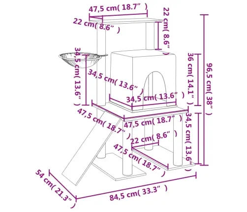 Draskyklė Katėms Su Stovais Iš Sizalio, Kreminė, 96,5Cm