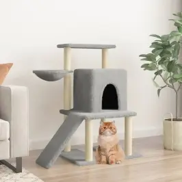 Kaķu Māja Ar Sizala Stabiem Nagu Asināšanai, 96,5 Cm, Pelēka Vidaxl