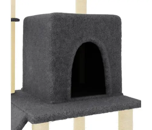 Kassimaja Sisalköitega Kraapimispostidega, Tumehall, 96,5 Cm