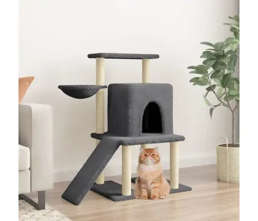 Kassimaja Sisalköitega Kraapimispostidega, Tumehall, 96,5 Cm