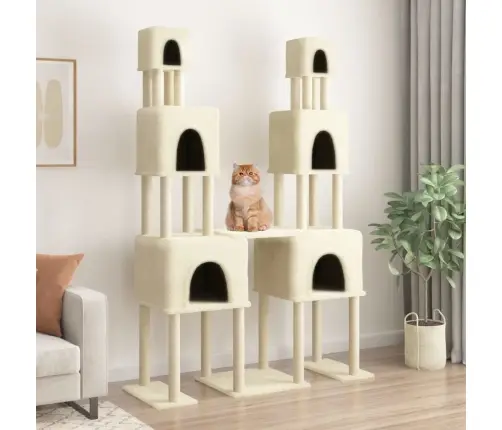 Kassimaja Sisalköitega Kraapimispostidega, Kreemjas, 199 Cm