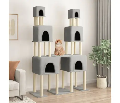 Kassimaja Sisalköitega Kraapimispuudega, Helehall, 199 Cm