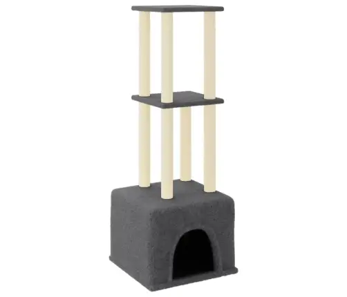 Kaķu Māja Ar Sizala Stabiem Nagu Asināšanai, 133,5 Cm, Pelēka Vidaxl