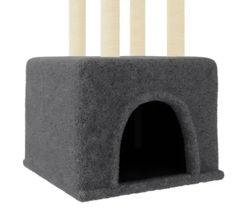 Kaķu Māja Ar Sizala Stabiem Nagu Asināšanai, 133,5 Cm, Pelēka Vidaxl
