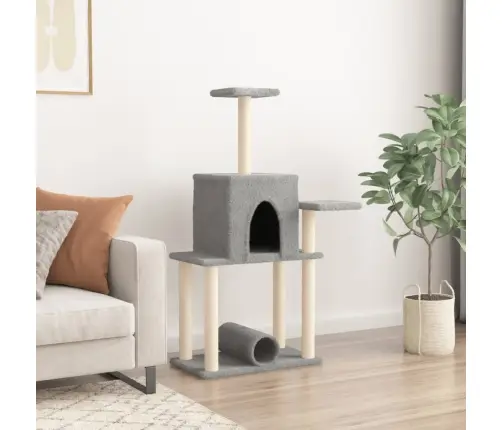 Kaķu Māja Ar Sizala Stabiem Nagu Asināšanai, 122 Cm, Pelēka Vidaxl