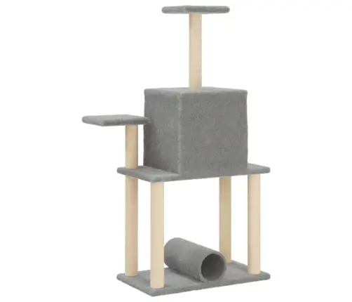 Kaķu Māja Ar Sizala Stabiem Nagu Asināšanai, 122 Cm, Pelēka Vidaxl