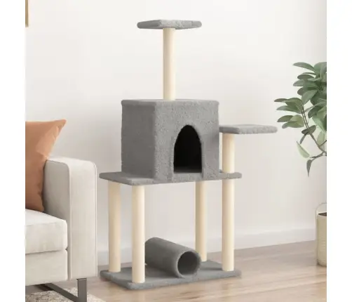 Kaķu Māja Ar Sizala Stabiem Nagu Asināšanai, 122 Cm, Pelēka Vidaxl