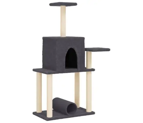 Kaķu Māja Ar Sizala Stabiem Nagu Asināšanai, 122 Cm, Pelēka Vidaxl