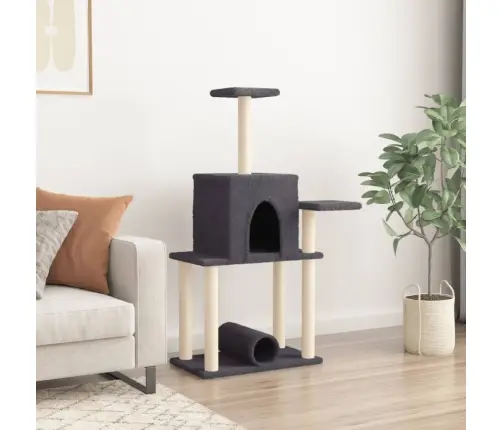 Kaķu Māja Ar Sizala Stabiem Nagu Asināšanai, 122 Cm, Pelēka Vidaxl