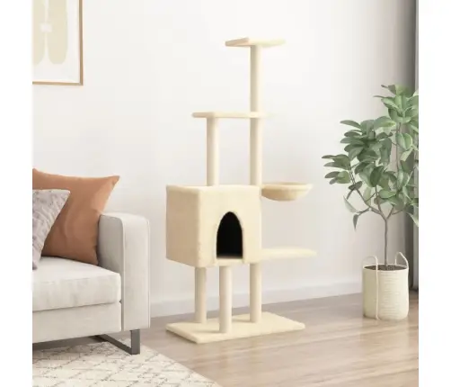 Kassimaja Sisalköitega Kraapimispuuga, Kreemjas, 145 Cm